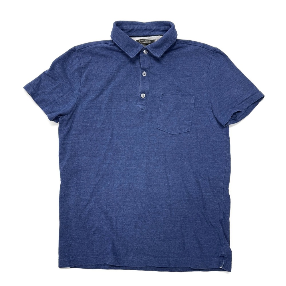Banana Republic Performance Pique Polo Shirt Mens Medium Blue Pocket S/S Golf